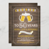 Rustikale Bierüberraschung 50. Geburtstag Einladun Einladung (Vorne/Hinten)