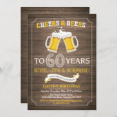 Rustikale Bierüberraschung 60. Geburtstag Einladun Einladung (Vorne/Hinten)