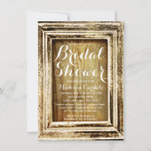 Rustikale Bilderrahmen mit Brautdusche aus Holz Ei Einladung (Vorderseite)