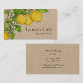 Rustikale Bio Zitronen-kraft-Visitenkarte Visitenkarte (Vorne/Hinten)