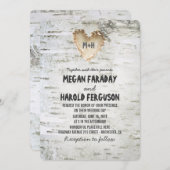 Rustikale Birch Bark Heart Wedding Einladung (Vorne/Hinten)