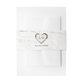 Rustikale Birch Bark Heart Wedding Einladungsbanderole