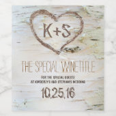 Rustikale Birch Bark Herz Carving Weinetikett (Einzelnes Label)