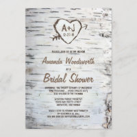 Rustikale Birch Tree Bark Bridal Einladungen