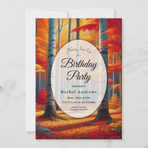 Rustikale Birch Tree Fall Forest Birthday Party Einladung
