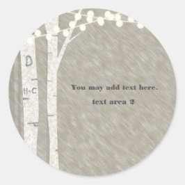 Rustikale Birch Tree String Lights bevorzugen Stic Runder Aufkleber