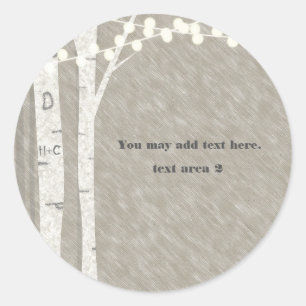 Rustikale Birch Tree String Lights bevorzugen Stic Runder Aufkleber