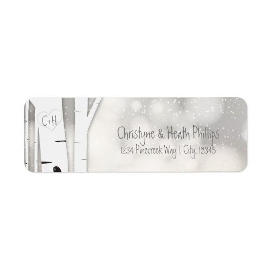 Rustikale Birch Tree Winter Snowy Address Labels (Vorne)