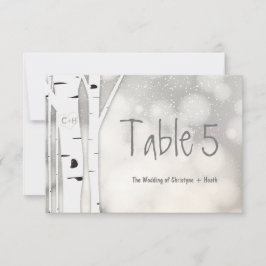 Rustikale Birch Tree Winter Snowy Tischnummer Card