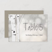 Rustikale Birch Tree Winter Snowy Tischnummer Card (Vorne/Hinten)