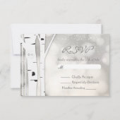 Rustikale Birch Tree Winter White Snowy RSVP Card (Vorderseite)