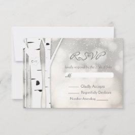 Rustikale Birch Tree Winter White Snowy RSVP Card Karte