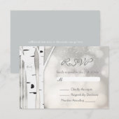 Rustikale Birch Tree Winter White Snowy RSVP Card Karte (Vorne/Hinten)