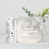 Rustikale Birch Tree Winter White Wedding Einladun Einladung (Stehend Vorderseite)