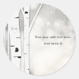 Rustikale Birch Winter White Snowy Wedding Sticker