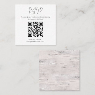 Rustikale Birch Wood Wedding Square Visitenkarte