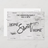 Rustikale Birch Zuhause Sweet Zuhause Moving Ankün Postkarte (Vorne/Hinten)