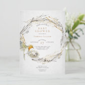 Rustikale Bird and Nest Watercolor Babydusche Einladung (Stehend Vorderseite)