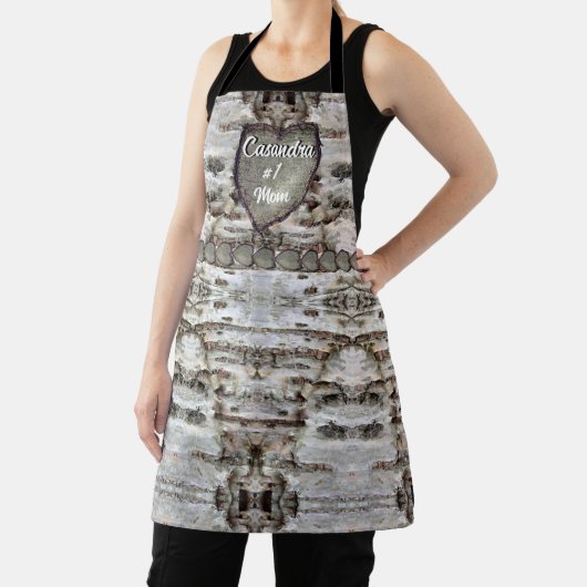 Rustikale Birke Bark Wood Carved Heart #1 Mama Nam Schürze (InSitu)