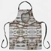 Rustikale Birke Bark Wood Carved Herzbaum Schürze (Vorderseite)