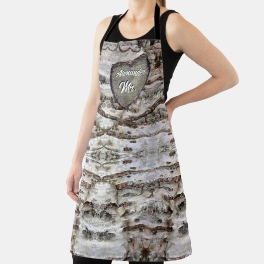 Rustikale Birke Bark Wood Carved Herzbaum Schürze (InSitu)