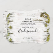 Rustikale Birke wirst du meine Brautjungfrau sein Einladung (Vorne/Hinten)