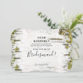 Rustikale Birke wirst du meine Brautjungfrau sein Einladung (Stehend Vorderseite)