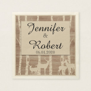 Rustikale Birken Bäume Hirsch Wedding Napkin Serviette