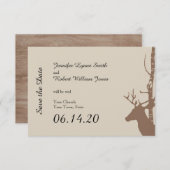 Rustikale Birken und Hirschhochzeiten retten das D Save The Date (Vorne/Hinten)