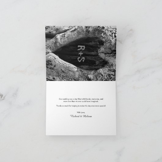 Rustikale Birkenbaum Bark Moderne Hochzeit Dankeskarte (Innenseite)