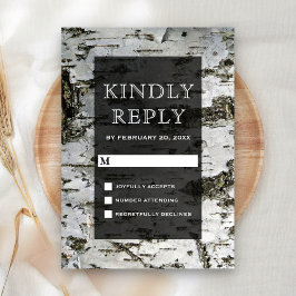 Rustikale Birkenbaum Bark Moderne Hochzeit RSVP Karte