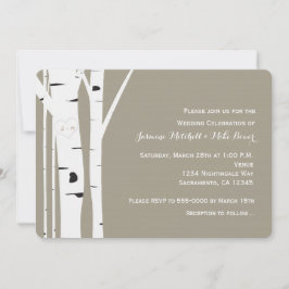 Rustikale Birkenbaum-Carved Herz-Hochzeit Einladun Einladung