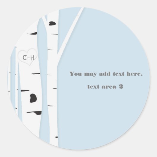 Rustikale Birkenbaum Herz Icy Blue Gastgeschenk Ho Runder Aufkleber (Vorderseite)