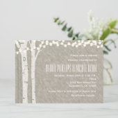 Rustikale Birkenbaum-Lichter zum Hochzeitsempfang Einladung (Stehend Vorderseite)