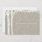 Rustikale Birkenbaum-Lichter zum Hochzeitsempfang Einladung (Rückseite)