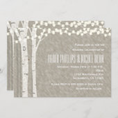 Rustikale Birkenbaum-Lichter zum Hochzeitsempfang Einladung (Vorne/Hinten)