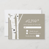 Rustikale Birkenbaum-RSVP-Karte für Herz-Hochzeit RSVP Karte (Vorderseite)