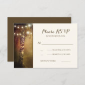 rustikale Birkenbaum-Saitenleuchten Hochzeitskarte RSVP Karte (Vorne/Hinten)