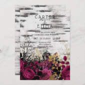 Rustikale Birkenbaum- und Blumenlandhochzeit Einladung (Vorne/Hinten)