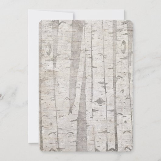 Rustikale Birkenbäume Einladung (Rückseite)