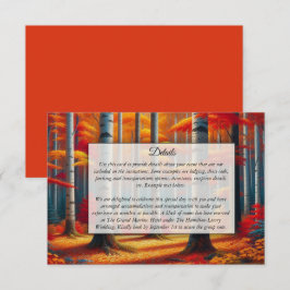 Rustikale BirkenbaumHochzeit im Herbst Begleitkarte