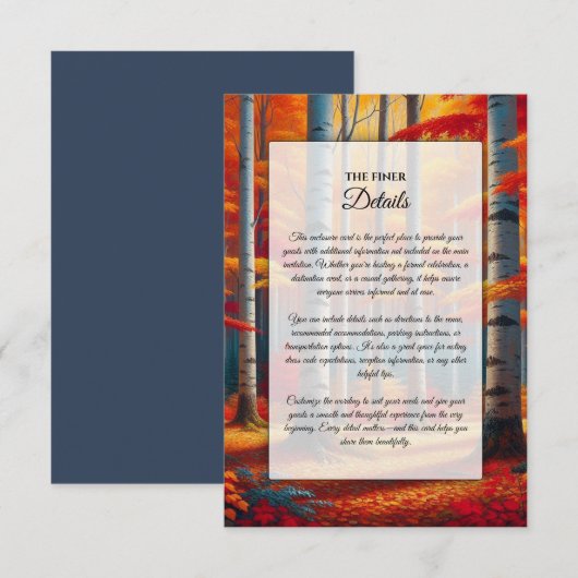 Rustikale BirkenbaumHochzeit im Herbst Begleitkarte (Vorne/Hinten)