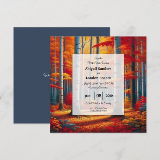 Rustikale BirkenbaumHochzeit im Herbst Einladung (Vorne/Hinten)