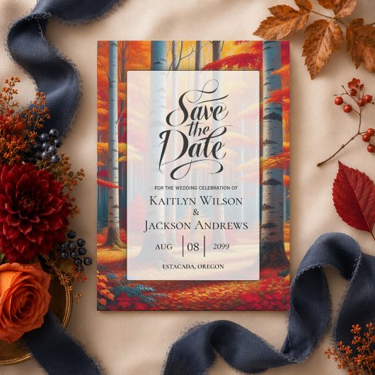 Rustikale BirkenbaumHochzeit im Herbst Save The Date