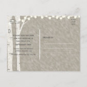 Rustikale Birkenbaumzeichenleuchten Rett Date Wedd Ankündigungspostkarte (Rückseite)