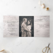 Rustikale Birkenrinde mit Hirschhochzeit Dreifach Gefaltete Einladung (Innenseite)