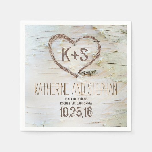 rustikale Birkenrinde Serviette (Vorderseite)