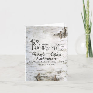 rustikale Birkenrinden-Hochzeits-Dankeskarten Dankeskarte