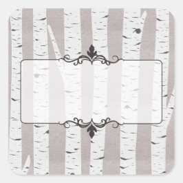 Rustikale Birkenwälder & Zweige Natürliche moderne Quadratischer Aufkleber