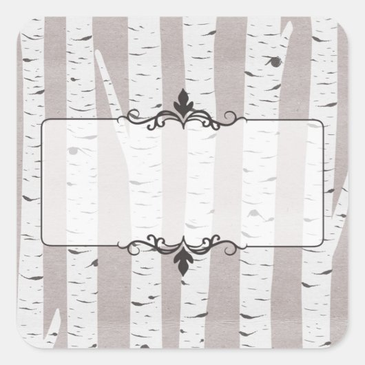Rustikale Birkenwälder & Zweige Natürliche moderne Quadratischer Aufkleber (Vorderseite)